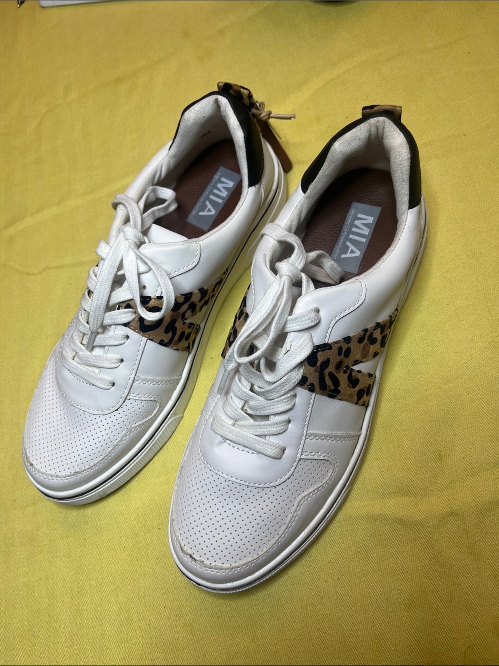 MIA White Sneakers with Leopard Print Accent